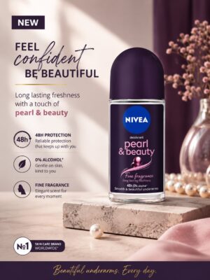 Nivea Pearl & Beauty Black Roll-on Deodorant Antiperspirant Care